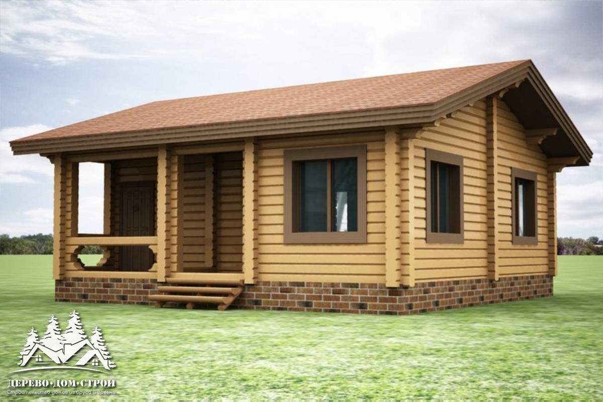 Проект одноэтажного деревянного  дома с террасой из бруса – ДПБ 378
