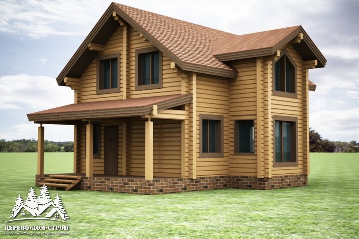Проект одноэтажного деревянного  дома с мансардой и террасой из бруса – ДПБ 379