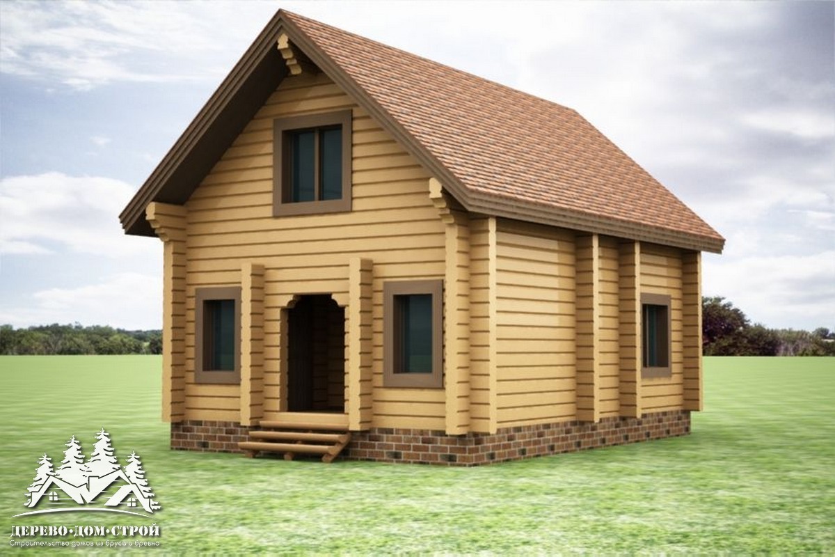Проект одноэтажного деревянного  дома с мансардой и террасой  из бруса – ДБС 372