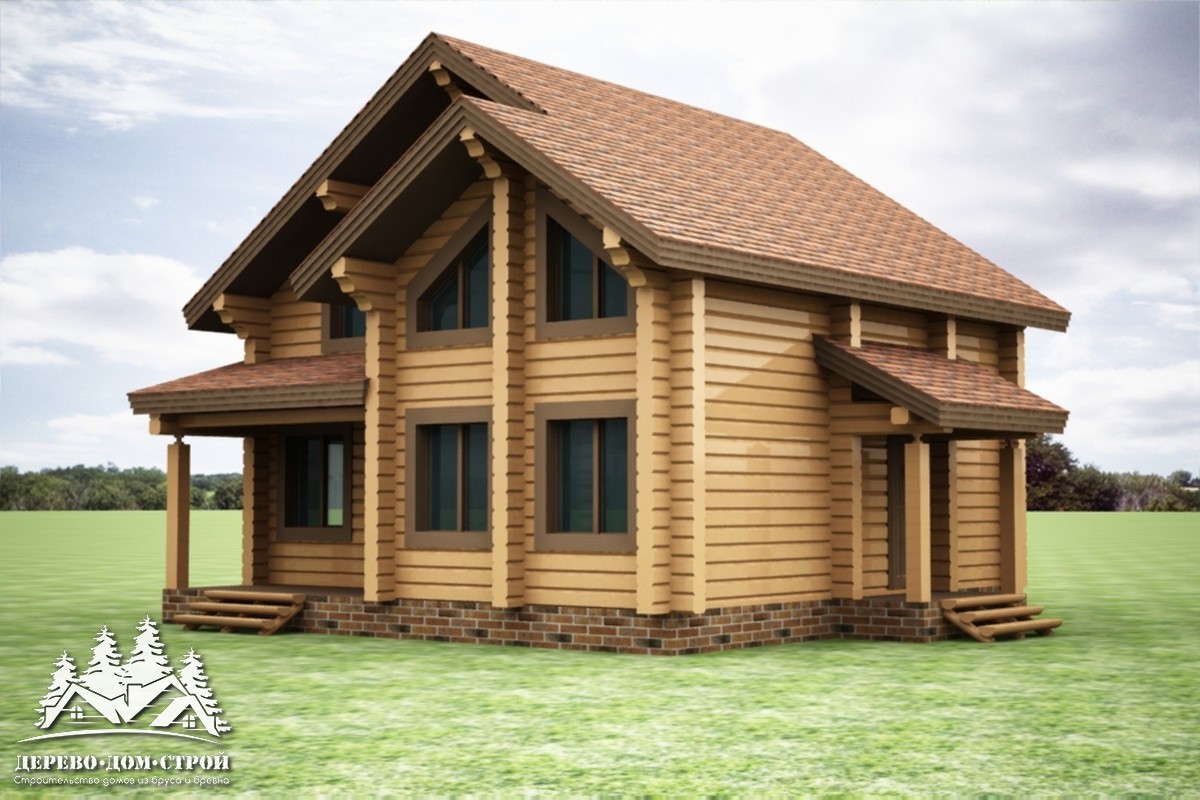 Проект одноэтажного деревянного  дома с мансардой и террасой  из бруса – ДБС 346