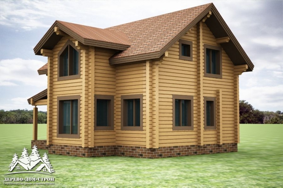 Проект одноэтажного деревянного  дома с мансардой и террасой  из бруса – ДБС 379