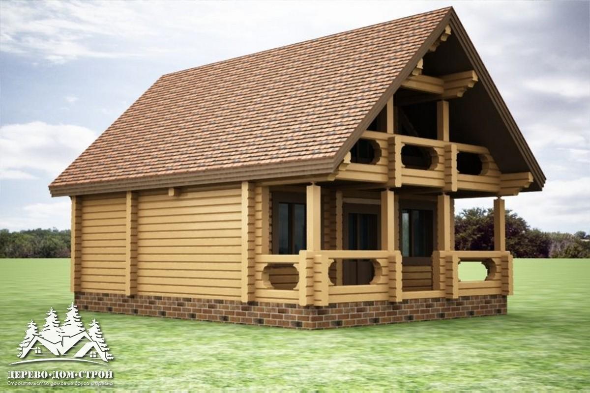 Проект одноэтажного деревянного  дома с мансардой и террасой  из бруса – ДБС 380