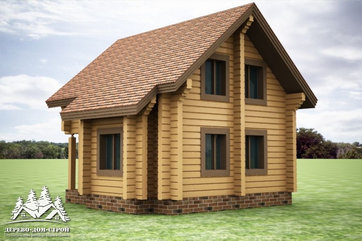 Проект одноэтажного деревянного  дома с мансардой и террасой из бруса – ДПБ 371