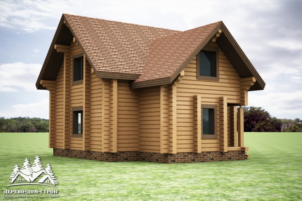Проект одноэтажного деревянного  дома с мансардой и террасой  из бруса – ДБС 347
