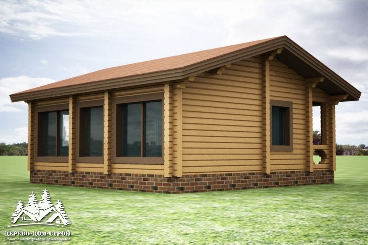 Проект одноэтажного деревянного  дома с террасой  из бруса – ДБС 378