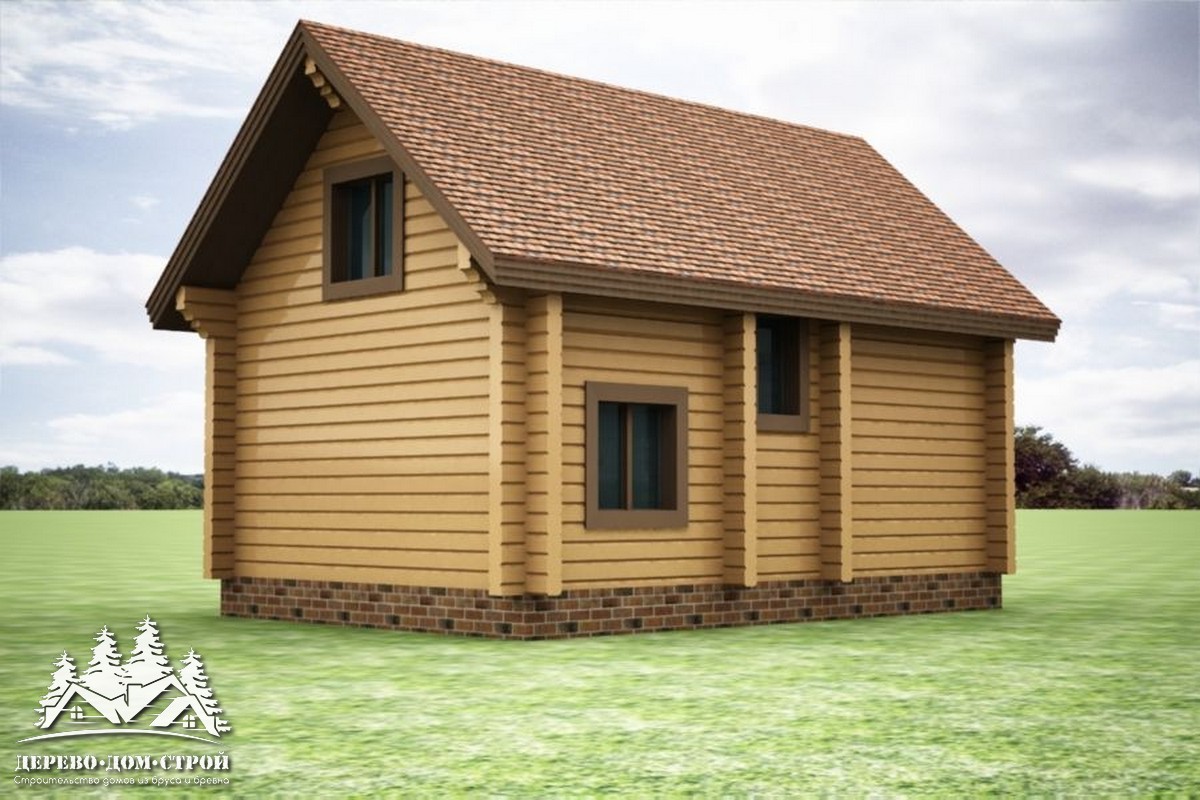 Проект одноэтажного деревянного  дома с мансардой и террасой из бруса – ДПБ 372
