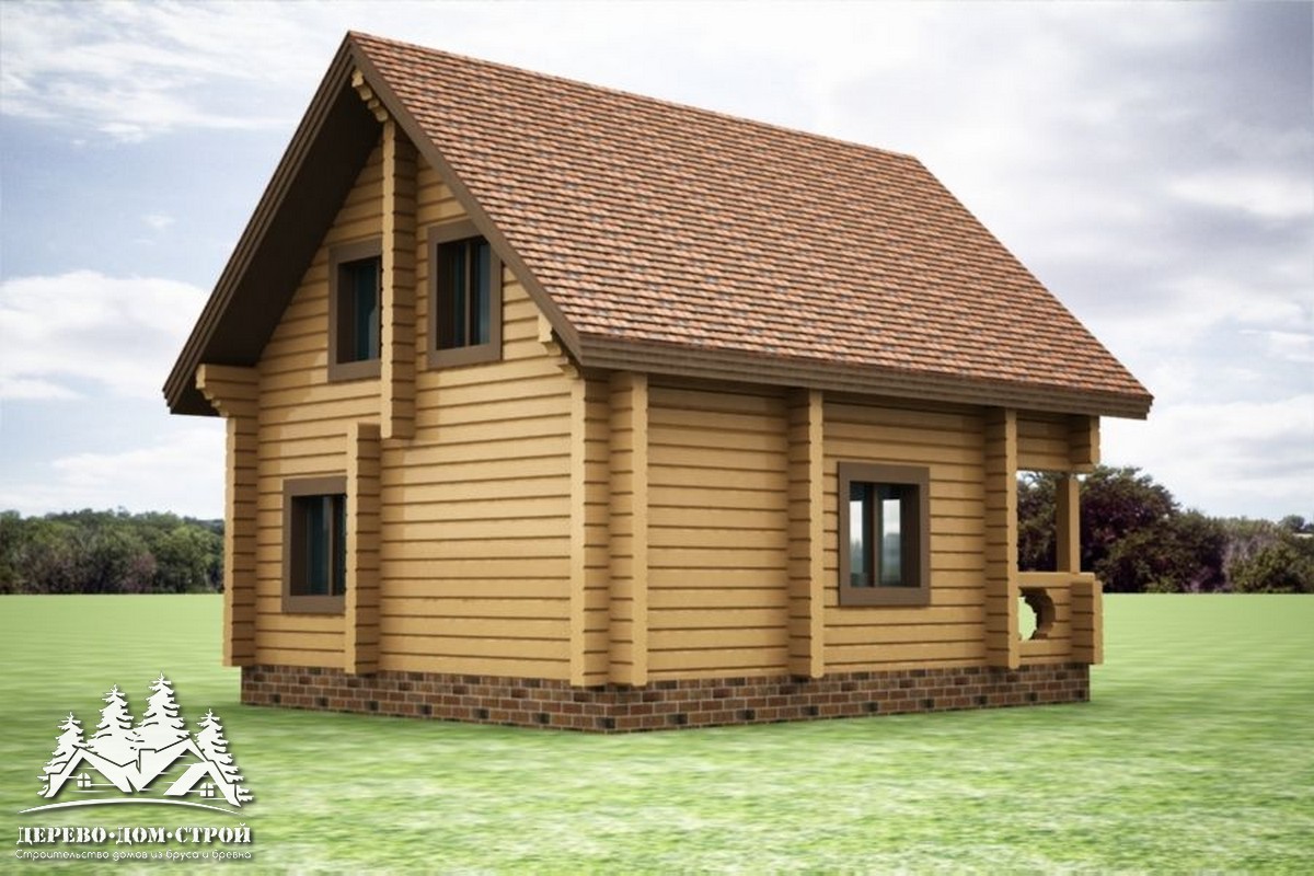 Проект одноэтажного деревянного  дома с мансардой и террасой  из бруса – ДБС 373