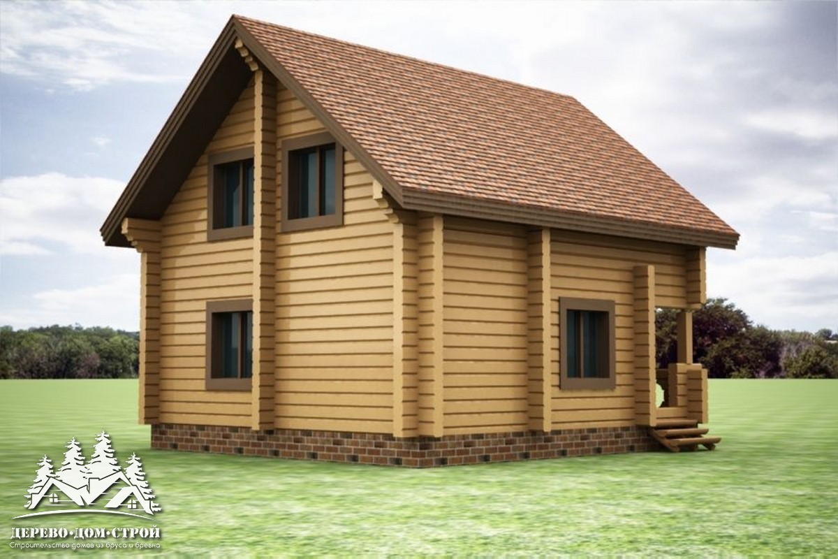 Проект одноэтажного деревянного  дома с мансардой и террасой из бруса – ДПБ 374