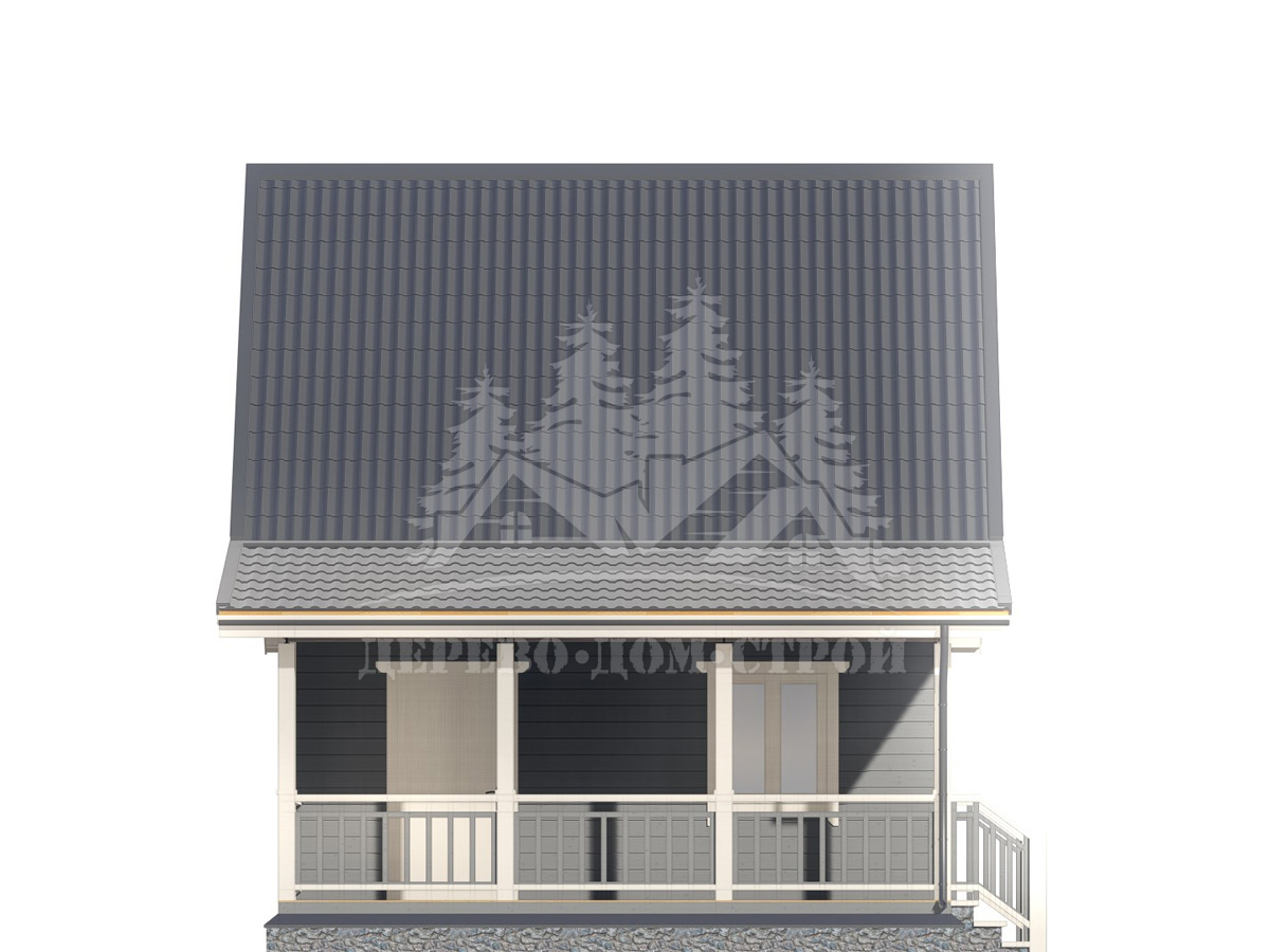 Проект одноэтажного каркасного дома с мансардой и террасой – ДК 005
