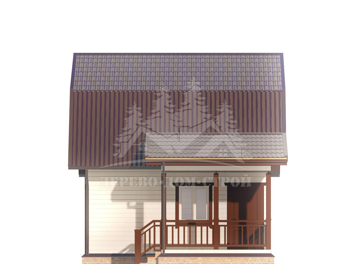 Проект одноэтажного каркасного дома с мансардой и террасой – ДК 008