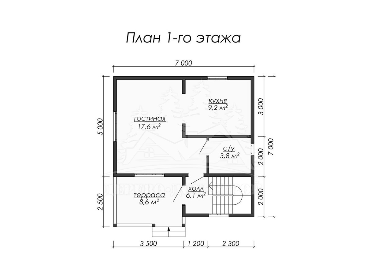 Проект одноэтажного каркасного дома с мансардой и террасой – ДК 015