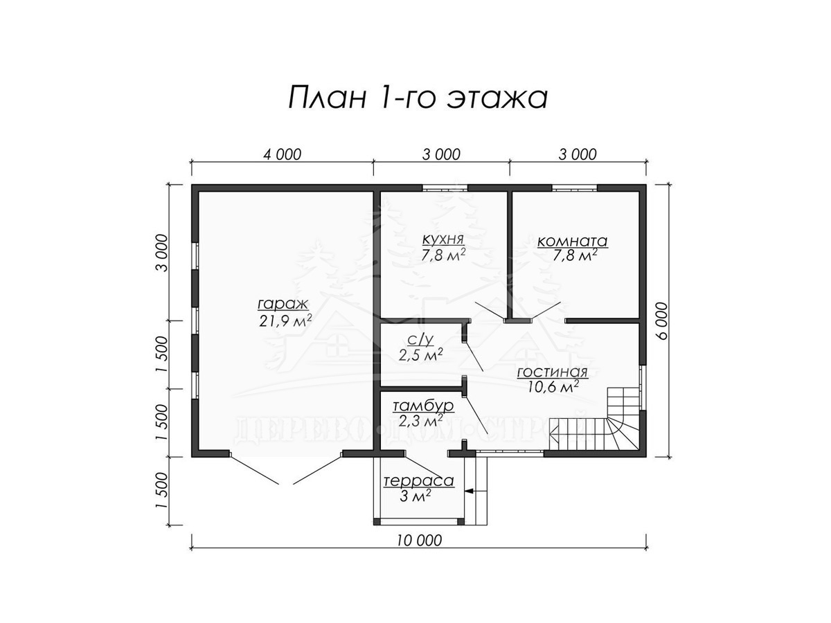 Проект одноэтажного каркасного дома с мансардой и террасой – ДК 018