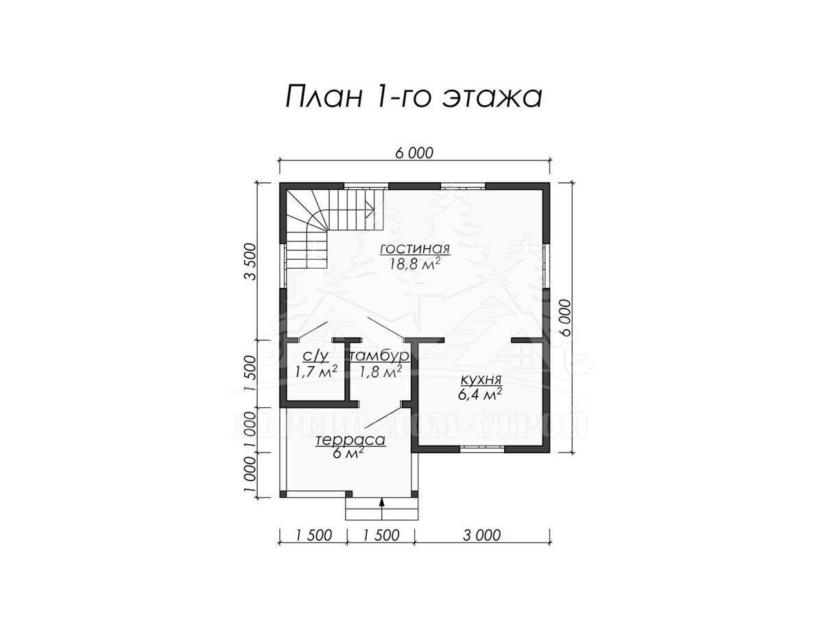 Проект одноэтажного каркасного дома с мансардой и террасой – ДК 019