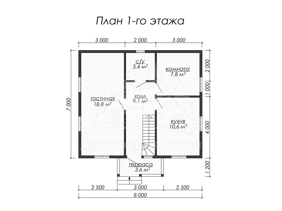 Проект одноэтажного каркасного дома с мансардой и террасой – ДК 021