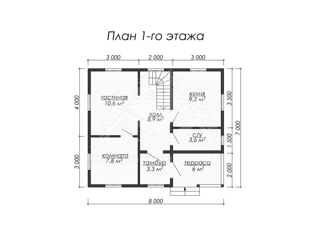 Проект одноэтажного каркасного дома с мансардой и террасой – ДК 025