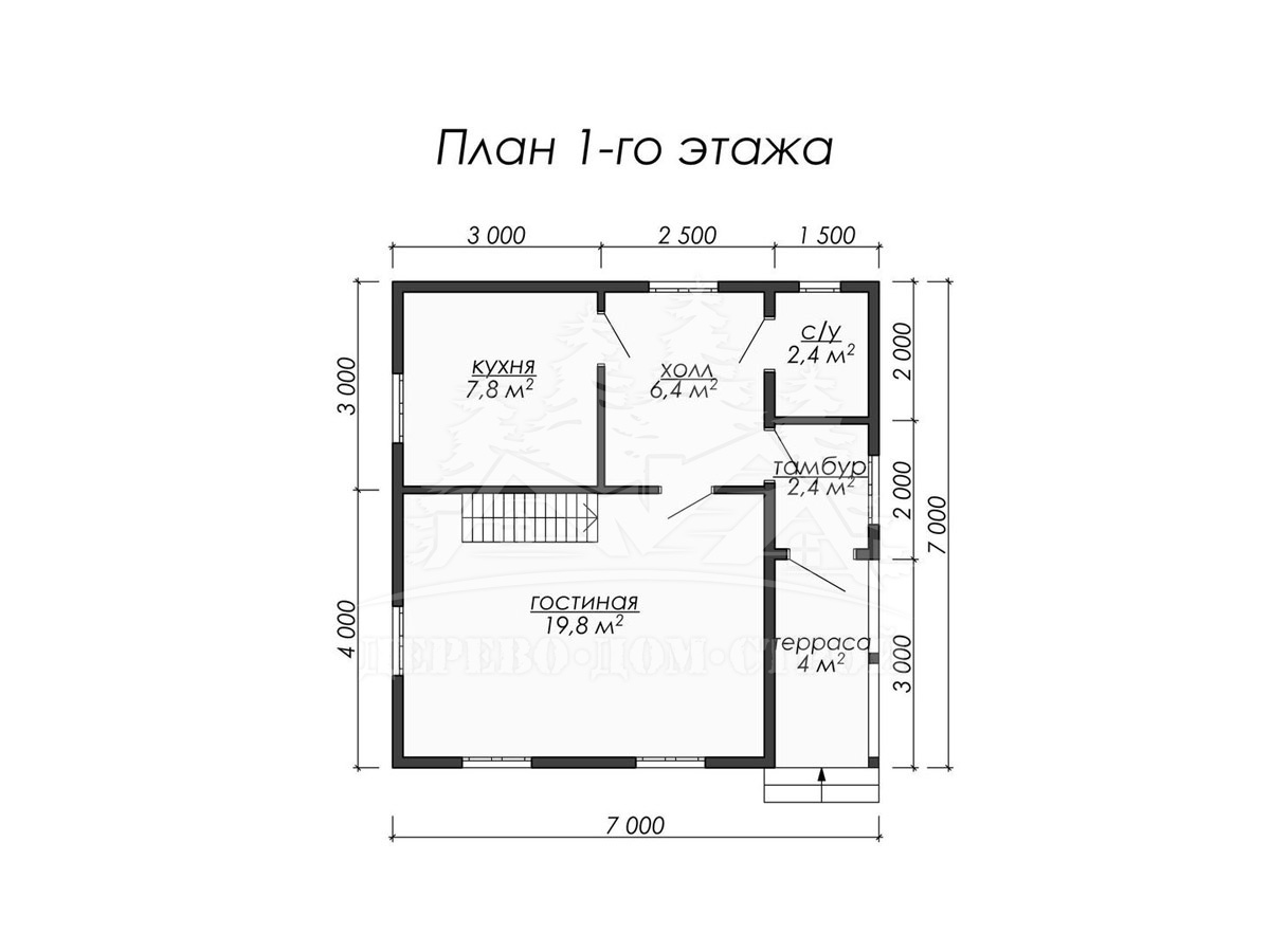 Проект одноэтажного каркасного дома с мансардой и террасой – ДК 026