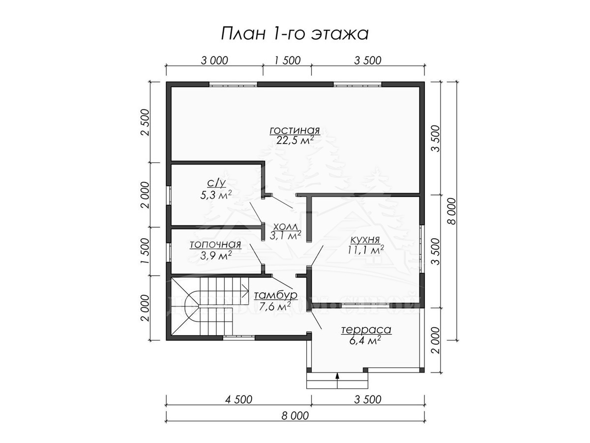 Проект одноэтажного каркасного дома с мансардой и террасой – ДК 033
