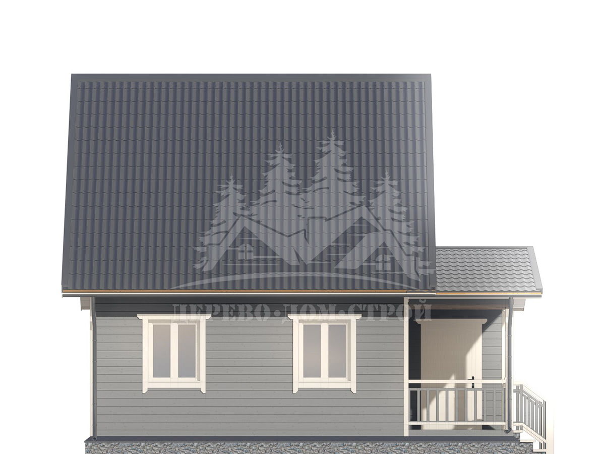 Проект одноэтажного каркасного дома с мансардой и террасой – ДК 035