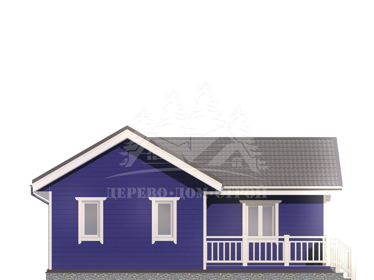 Проект одноэтажного каркасного дома с террасой – ДК 046