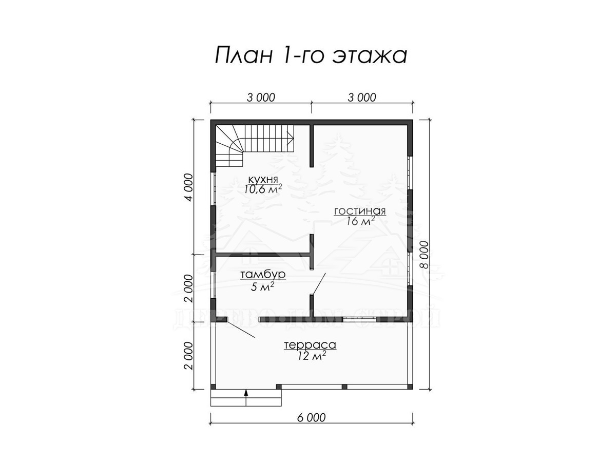 Проект одноэтажного каркасного дома с мансардой и террасой – ДК 049
