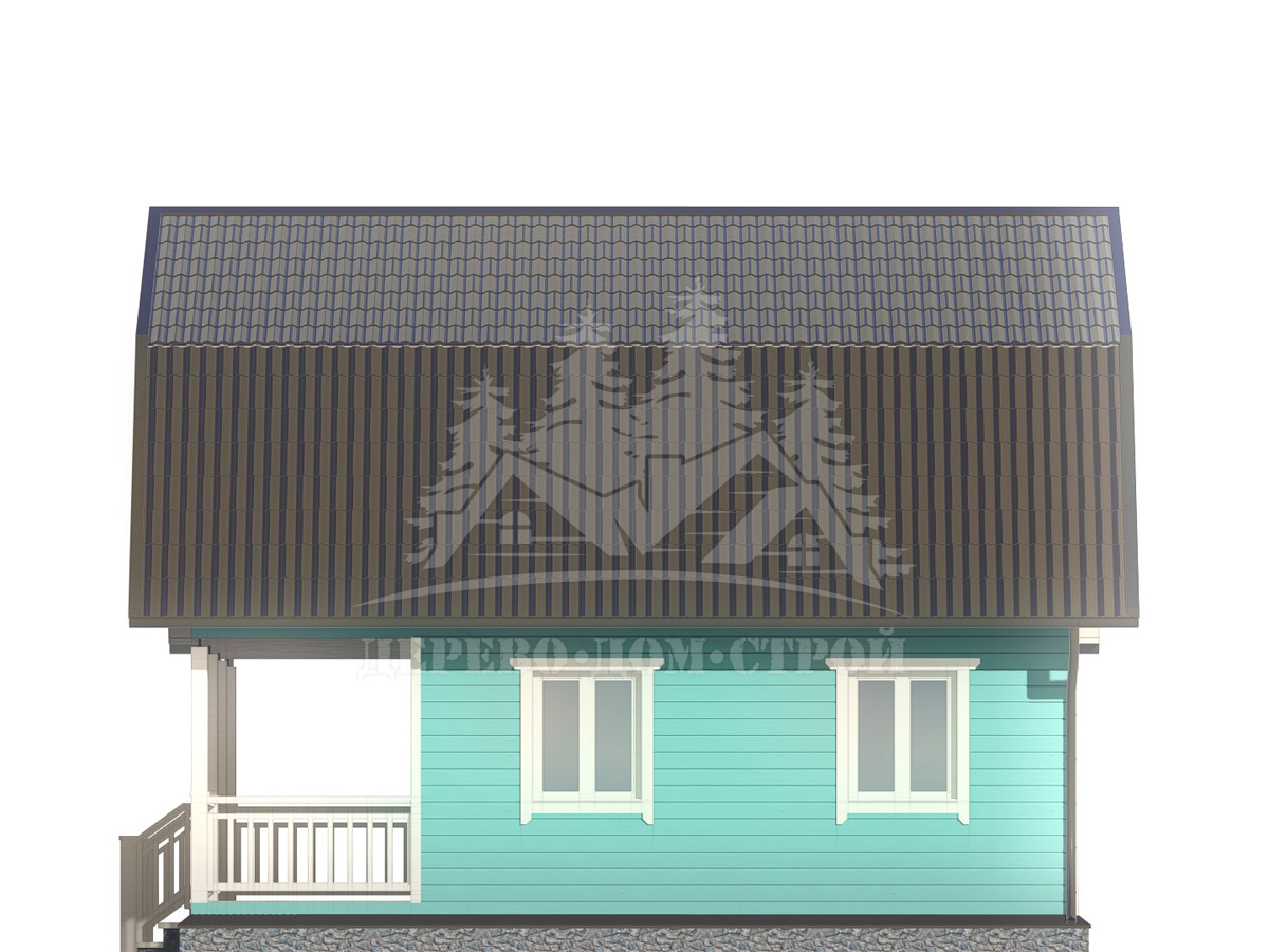 Проект одноэтажного каркасного дома с мансардой и террасой – ДК 049