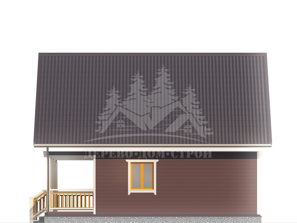 Проект одноэтажного каркасного дома с мансардой и террасой – ДК 060