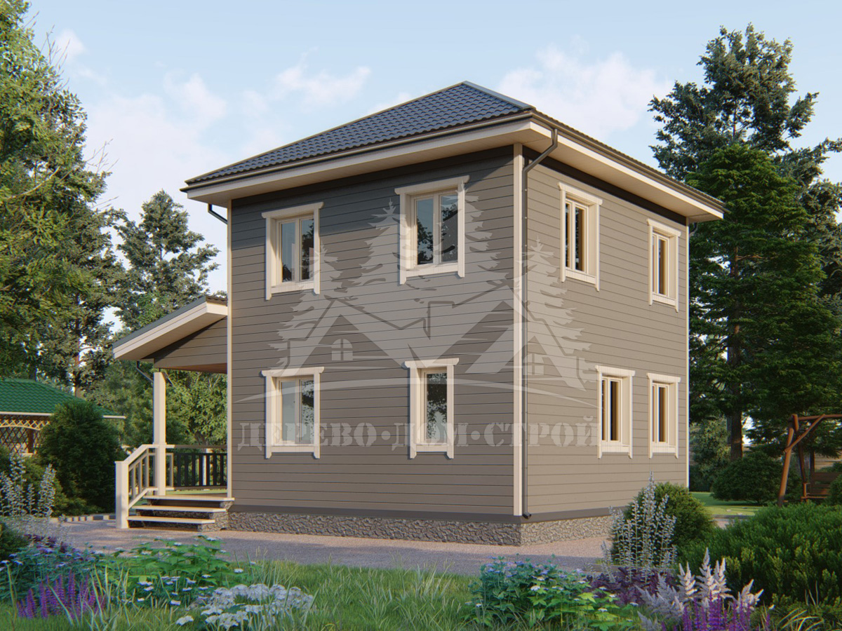 Проект двухэтажного каркасного дома с террасой – ДК 065
