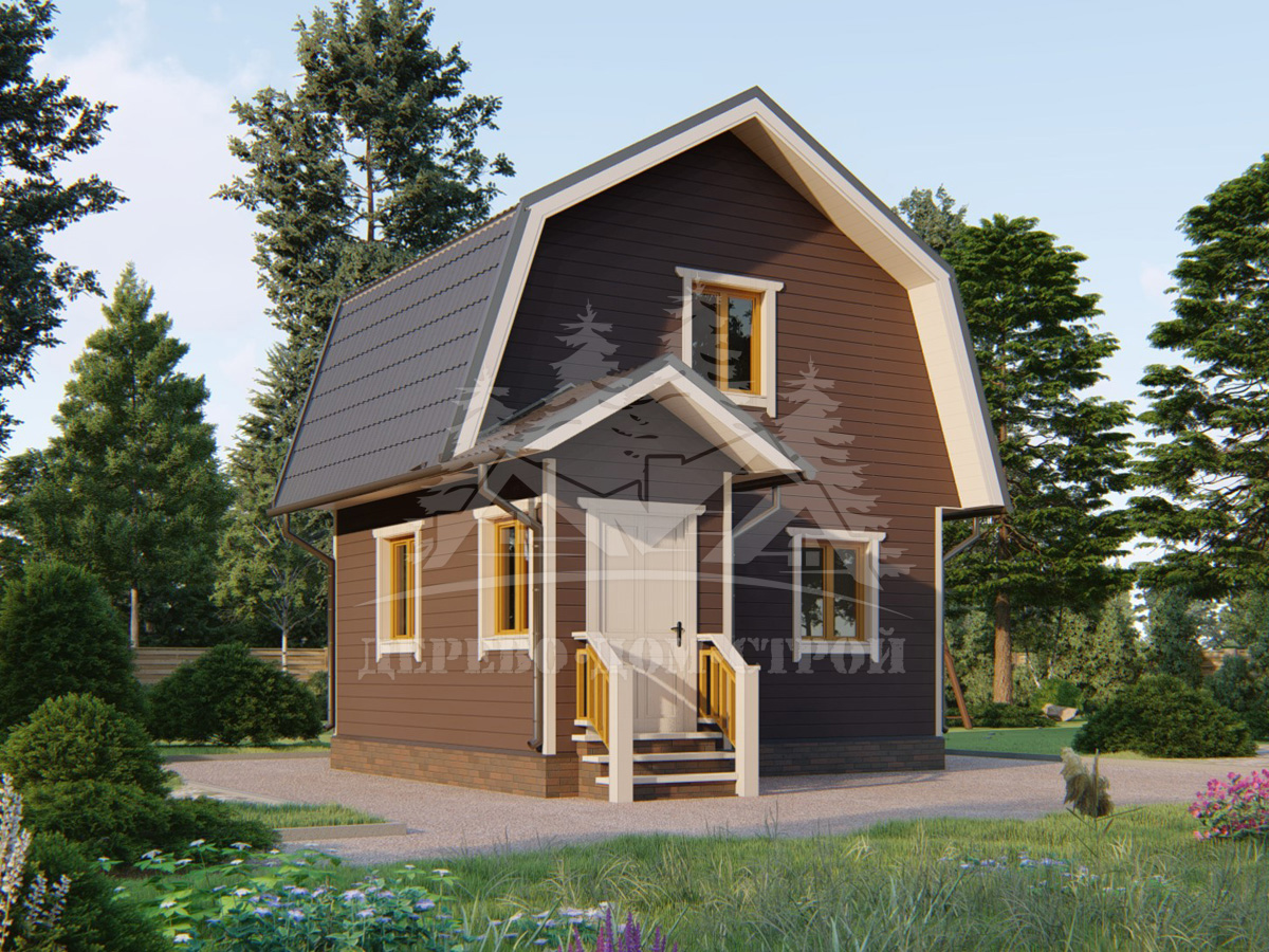 Проект одноэтажного каркасного дома с мансардой – ДК 090