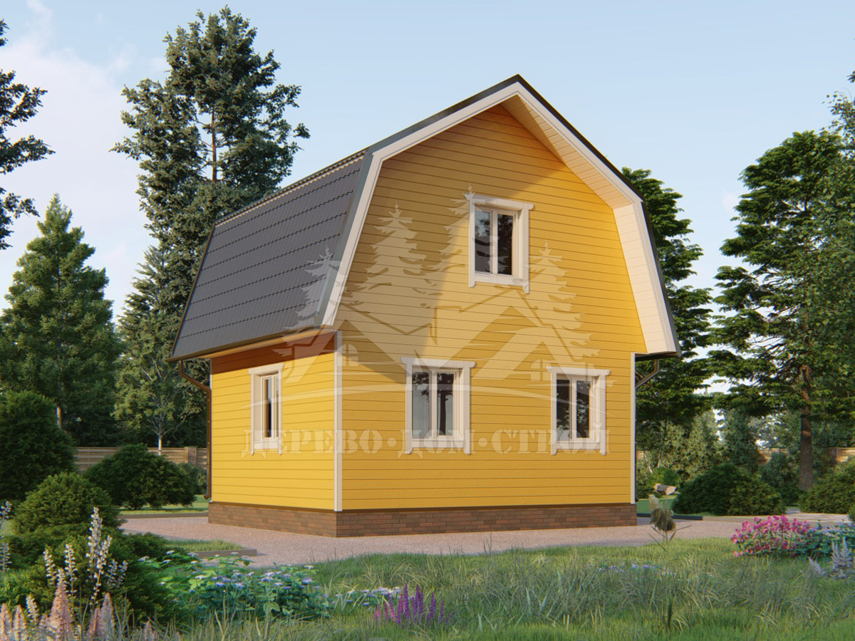 Проект одноэтажного каркасного дома с мансардой – ДК 102