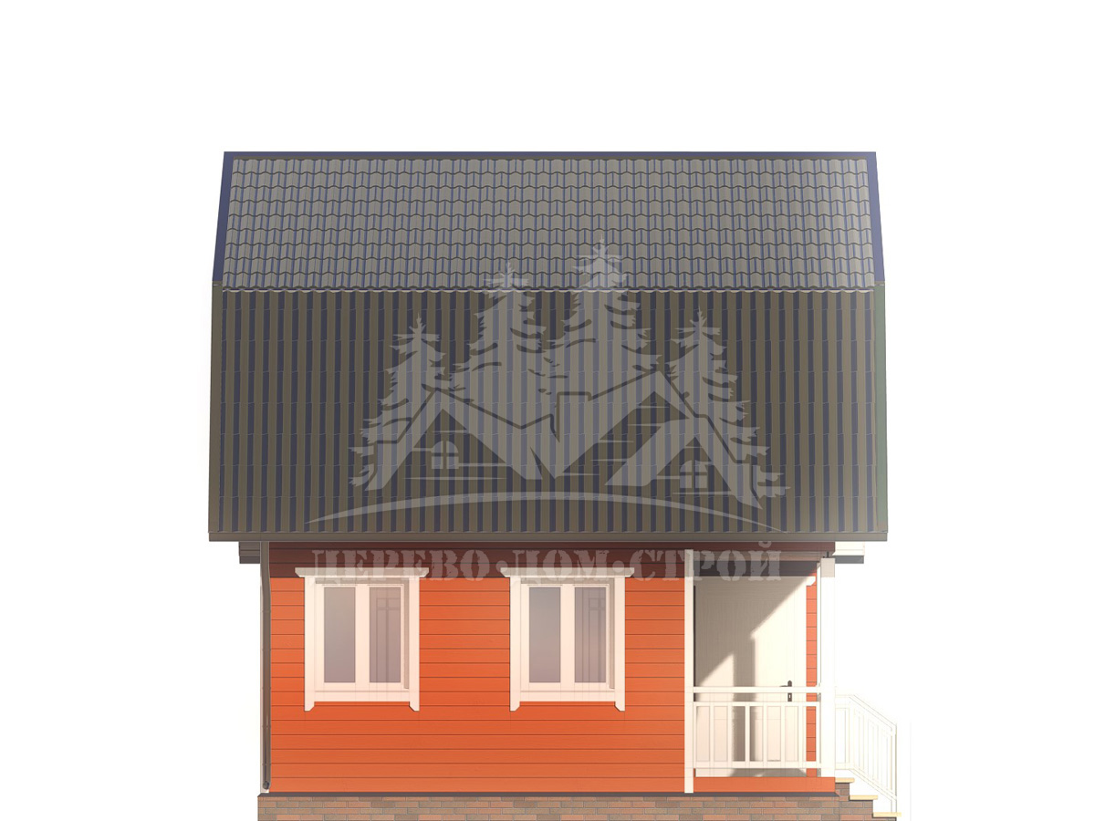 Проект одноэтажного каркасного дома с мансардой и террасой – ДК 107