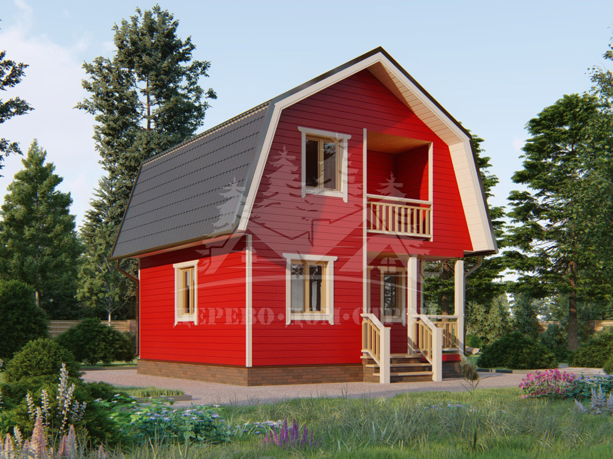 Проект одноэтажного каркасного дома с мансардой и террасой – ДК 111