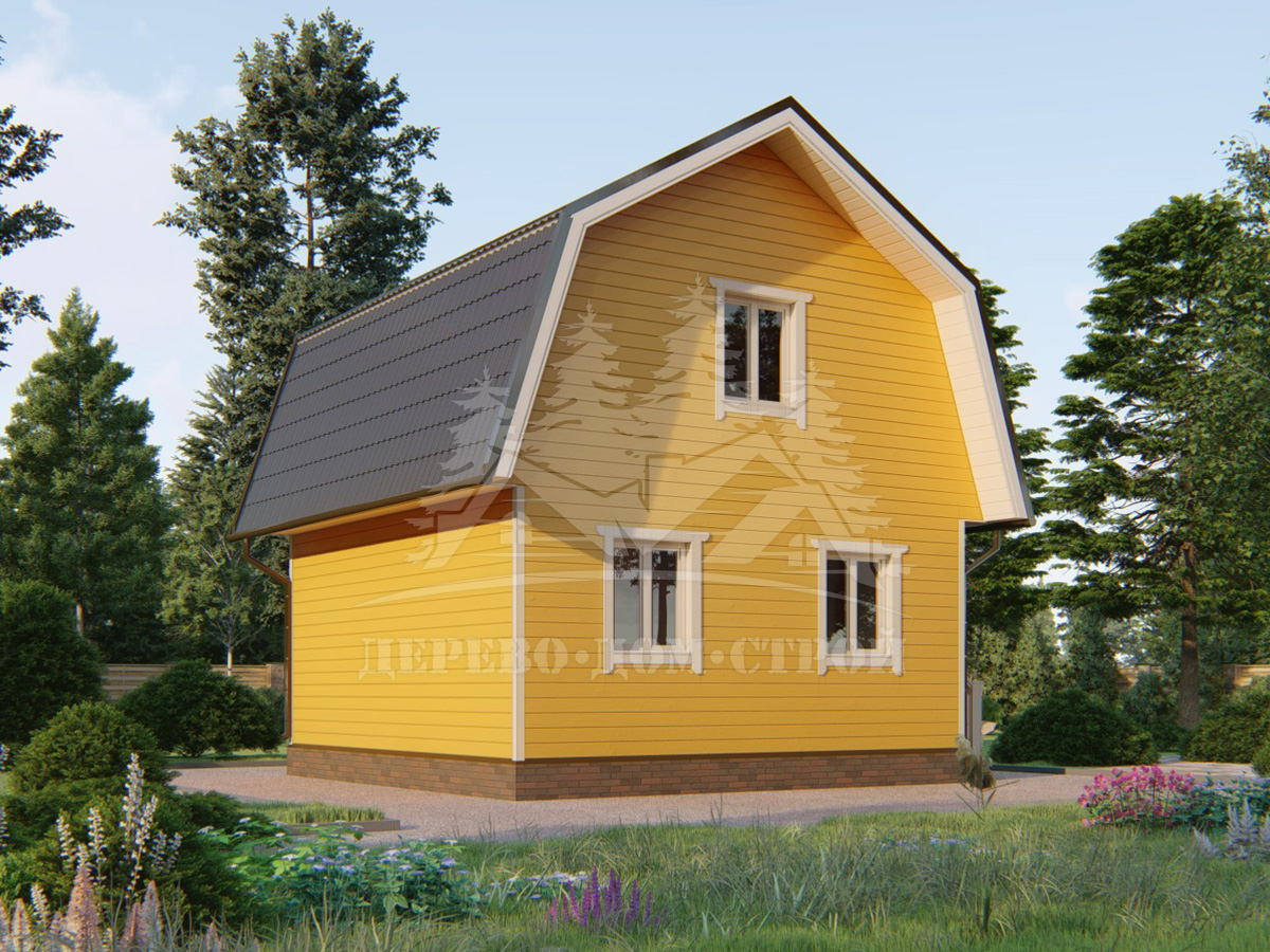 Проект одноэтажного каркасного дома с мансардой – ДК 112