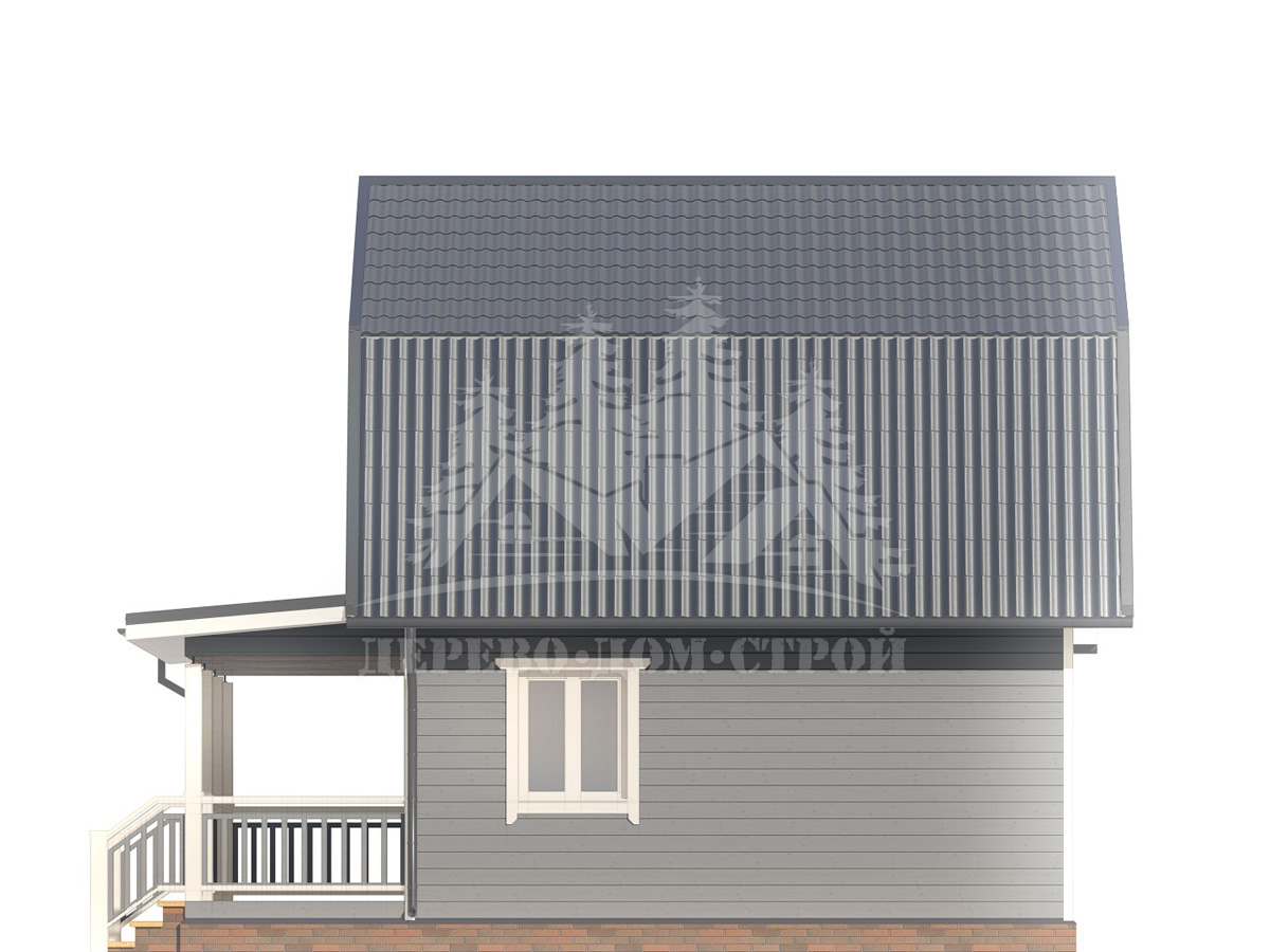 Проект одноэтажного каркасного дома с мансардой и террасой – ДК 125