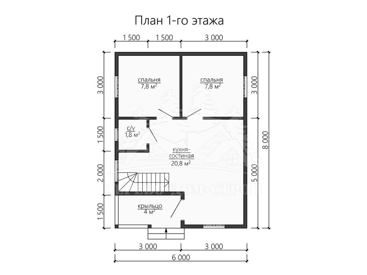 Проект одноэтажного каркасного дома с мансардой – ДК 131