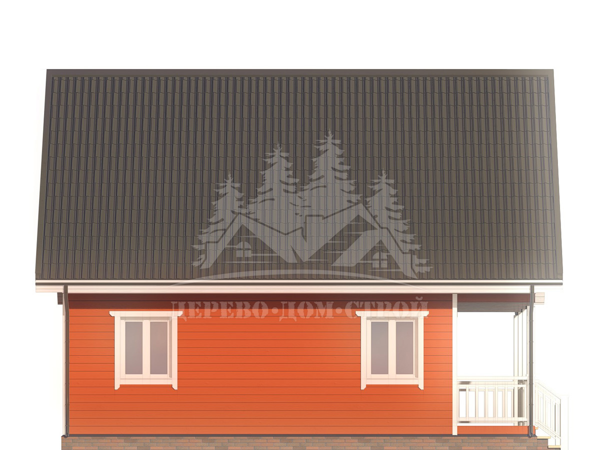 Проект одноэтажного каркасного дома с мансардой и террасой – ДК 147