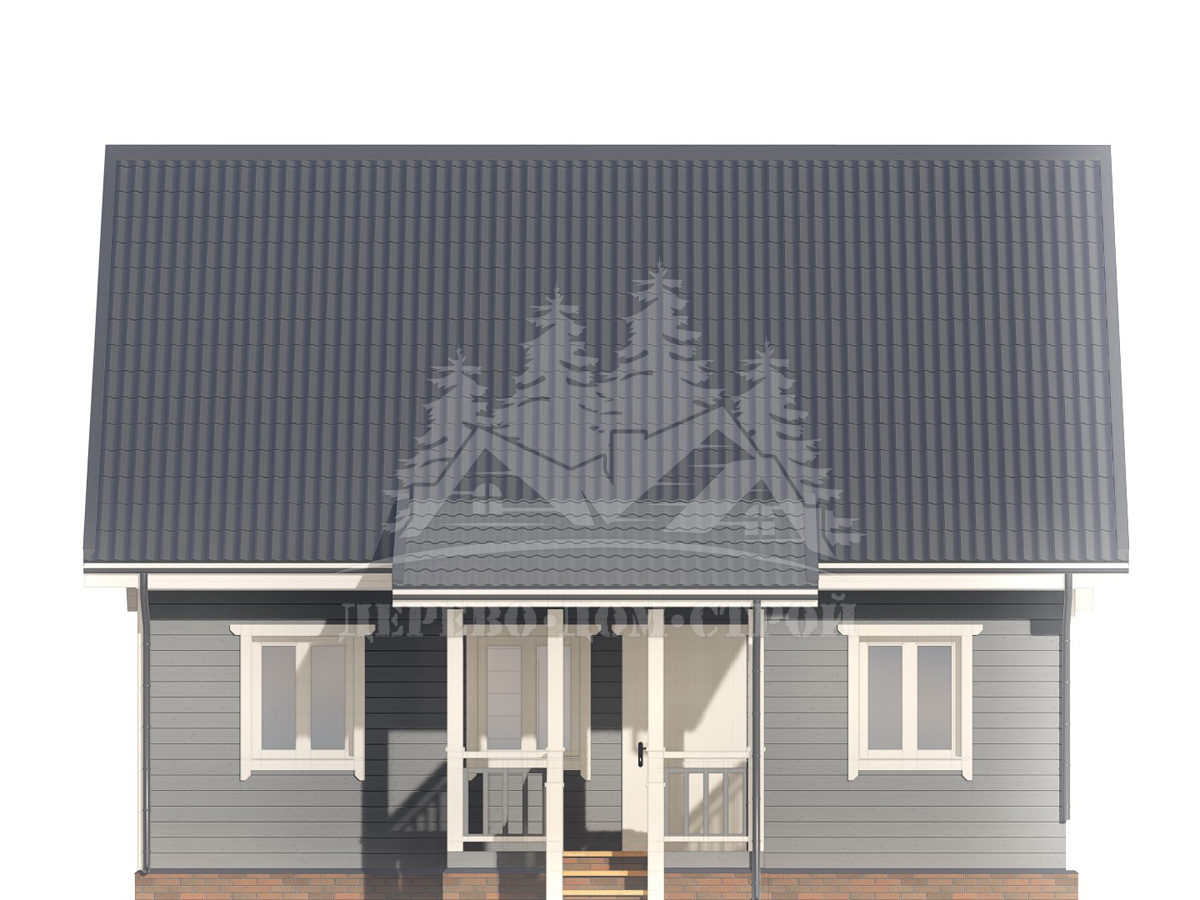 Проект одноэтажного каркасного дома с мансардой и террасой – ДК 155