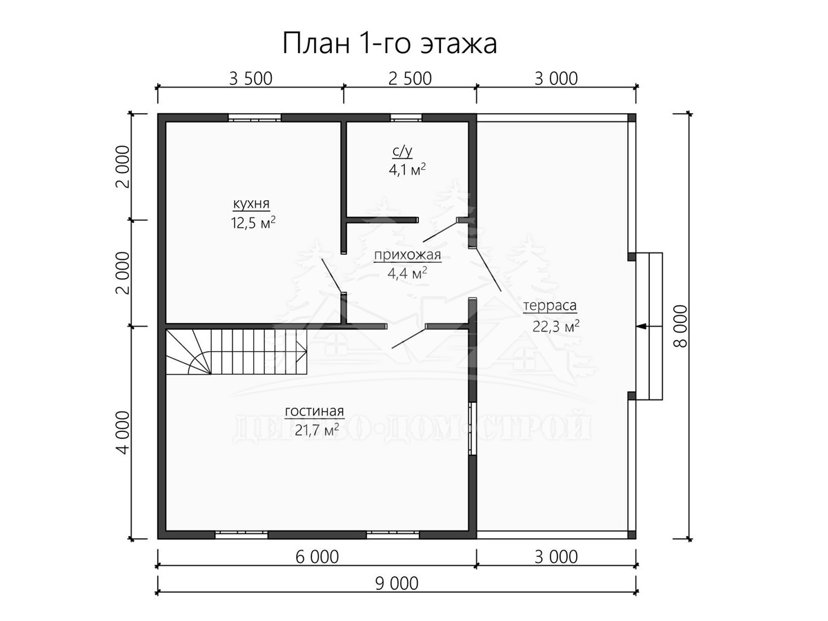 Проект одноэтажного каркасного дома с мансардой и террасой – ДК 170